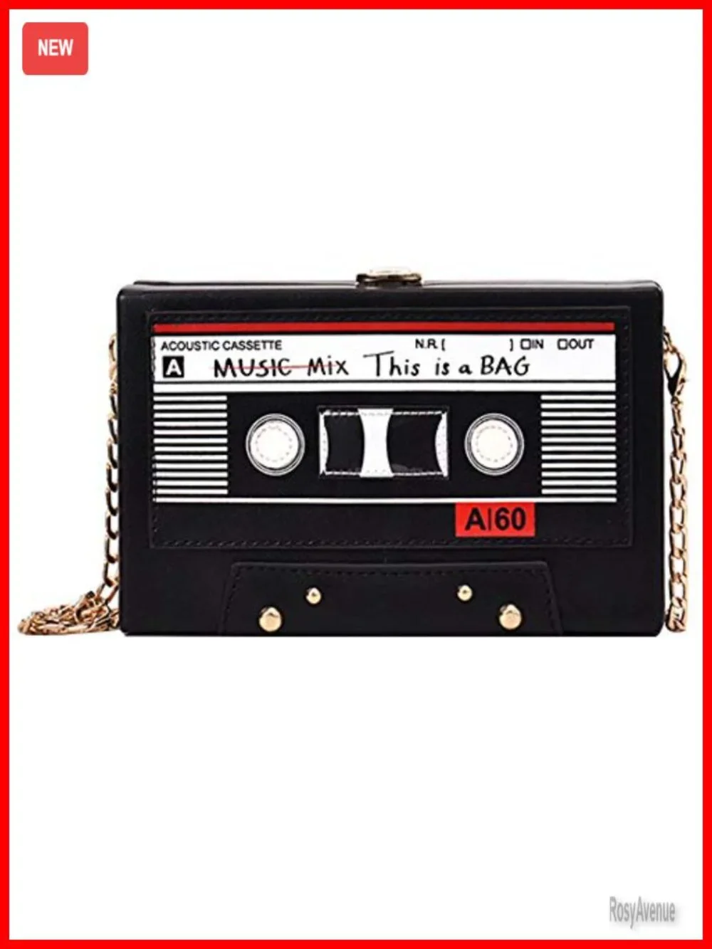 Vintage Radio Shape Crossbody Bag PU Leather Metal Evening Clutch